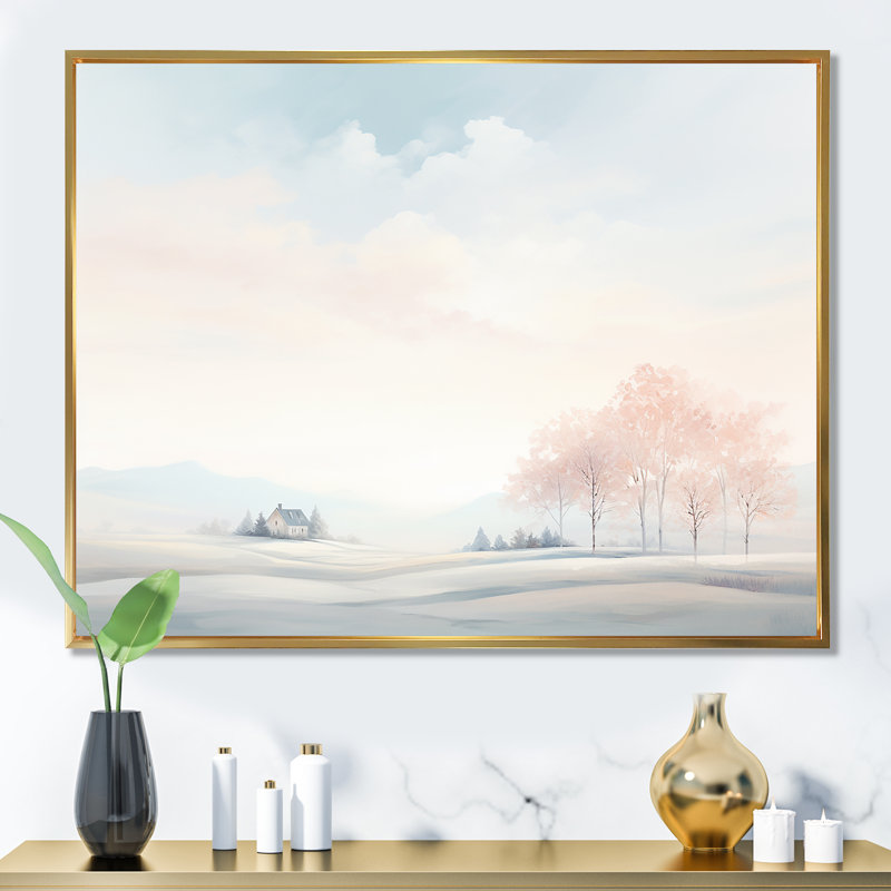 " Modern Scandinavian Scenery Harmony ", Gold Floater Framed, 12" H x 20" W x 1" D