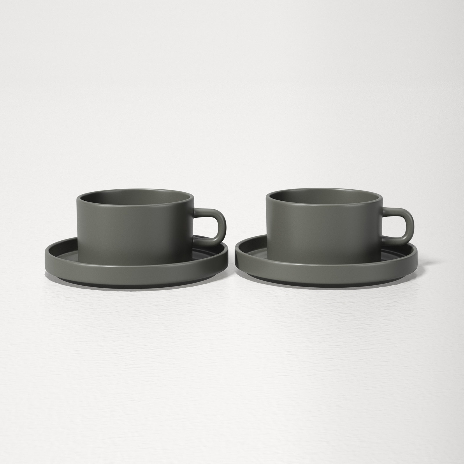 PILAR Stoneware Teacup & Saucer, Pewter