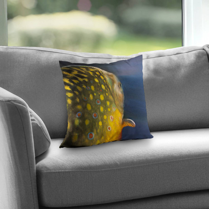 Golden trout fish throw pillow | Marine – Poly Twill Throw Pillow with Insert, Double-Sided Print