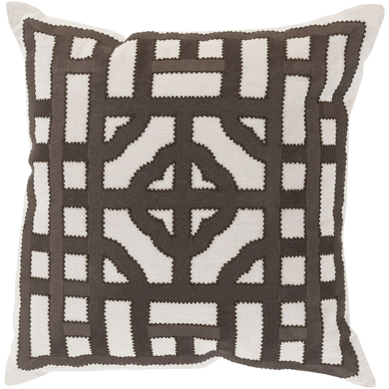 Geometric Down Throw Pillow, Ivory/Charcoal, 22" H x 22" W