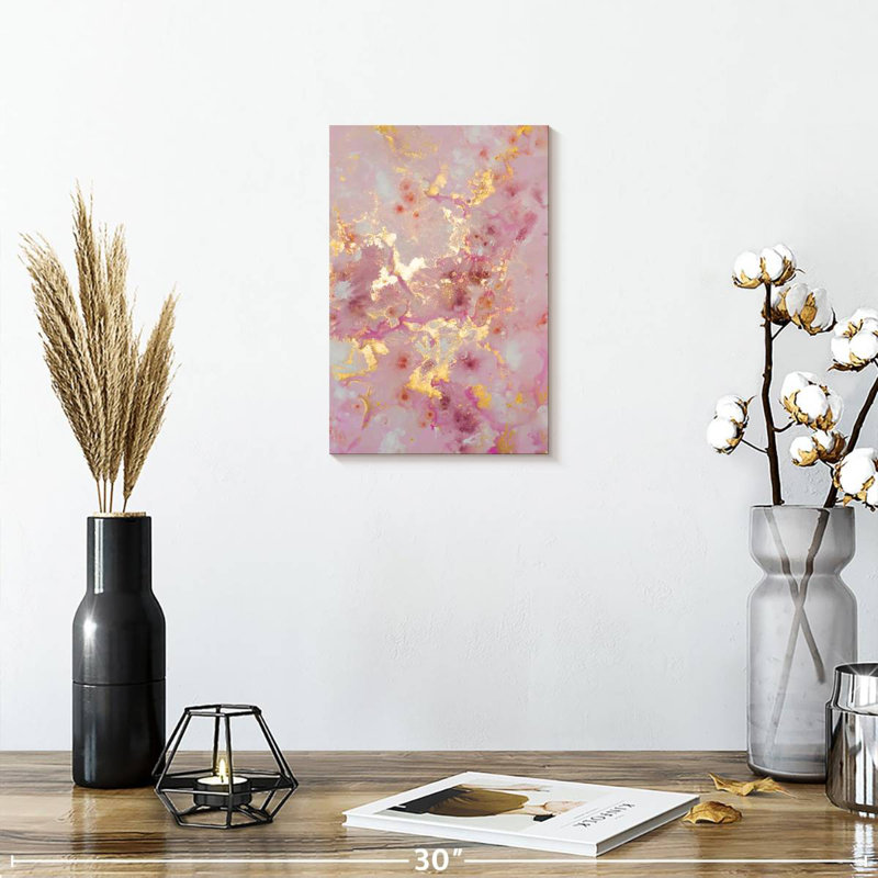 Avery Blush And Gold Abstract, 12" H x 8" W