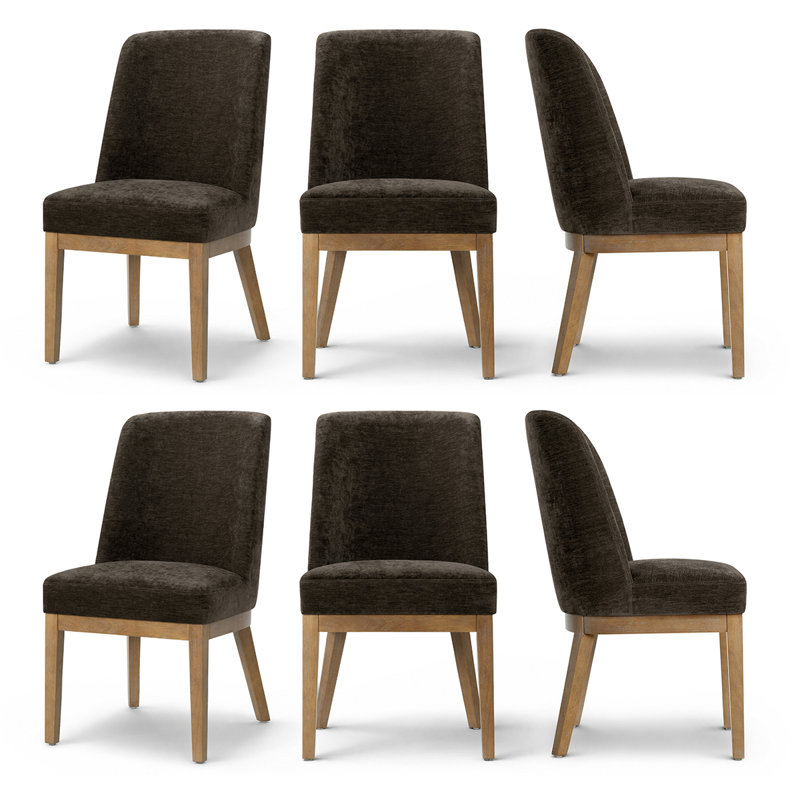 Chaises de salle à manger à dossier haut, revêtues de chenille, avec pieds en bois massif, hauteur d'assise de 45,7 cm (18 pouces).