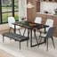Ensemble de table et de chaises. Ensemble de table de salle à manger moderne en MDF à motif de marbre noir - 55 po x 31,4 po avec 4 chaises de salle à manger en polyuréthane et 1 banc, un choix de luxe subtil pour les maisons modernes.-2099019382