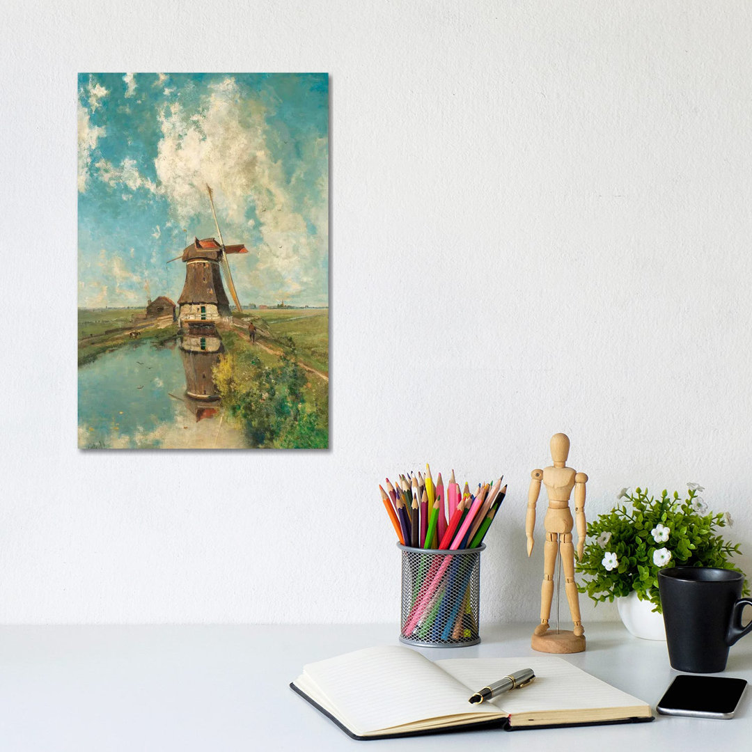 A Windmill On A Polder Waterway, C. 1889 by Paul Joseph Constantin Gabriël - Wrapped Canvas Painting