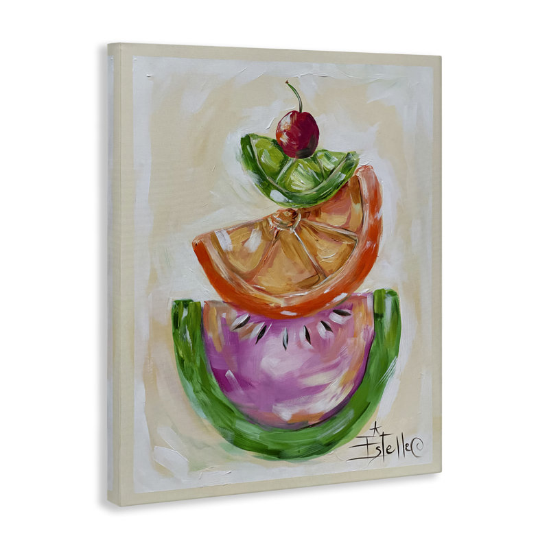  Art mural sur toile Stacked Fruit Slices par Estelle Grengs, H 20 po x l 16 po