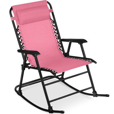 Folding Outdoor Zero Gravity Rocking Lounge Chair W/ Headrest Pillow by Latitude Run