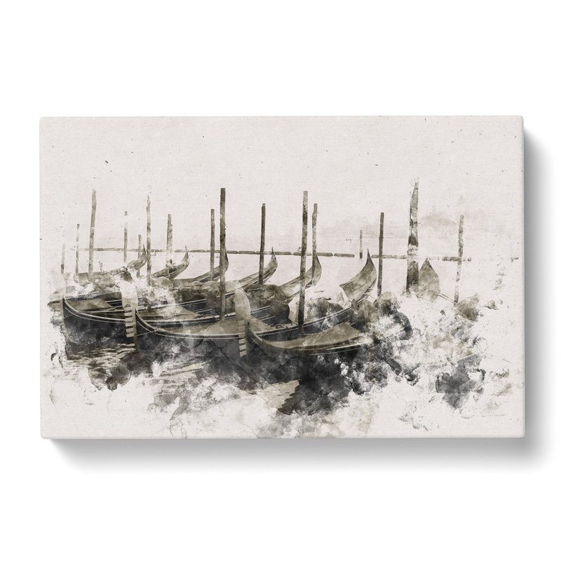 Docked Gondolas in Venice Italy - Wrapped Canvas Graphic Art Print, 35cm H x 50cm W x 3cm D