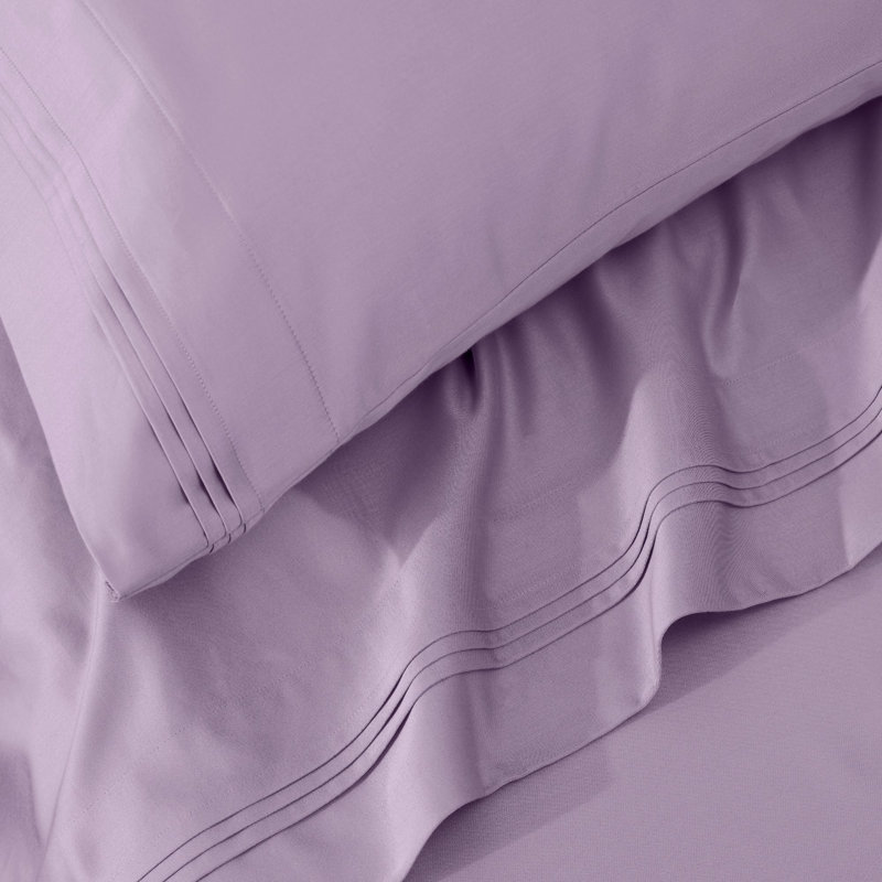 Ensemble de taies d'oreiller de couleur unie en coton égyptien certifié 650 fils Aldin, Standard, Glycine