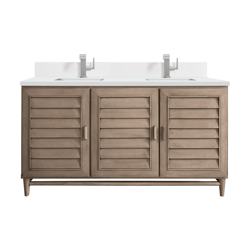 Broeder 60'' W Double Vanity, White Zeus, Single Hole