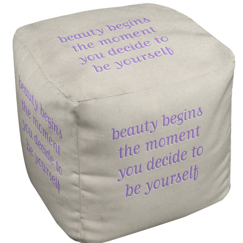 Upholstered Ottoman, White/Purple Offset