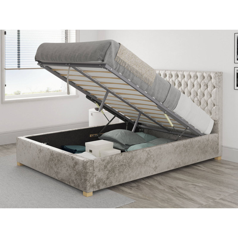 Central City Upholstered Ottoman Storage Bed, Super King (6'), Pearl