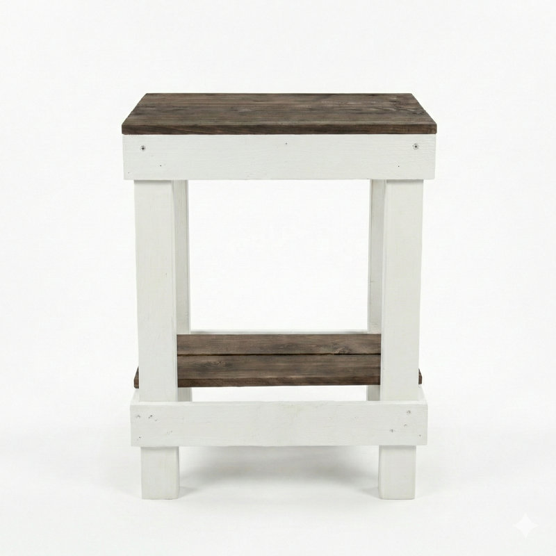 Juliana Solid Wood End Table, Dark Walnut/White, 23" H x 20" W x 13.5" D
