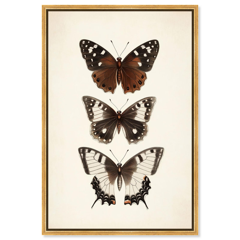 Décoration murale papillon empilable sur toile par Art Remedy, cadre doré, 16 x 24, H 25 po x l 17 po, Cadre doré
