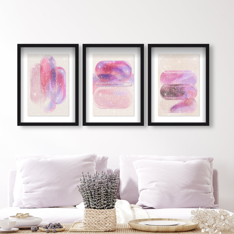 Rose Topaz Set Set by Oliver Gal, 25.5"H x 17.5"W, Black Shadowbox