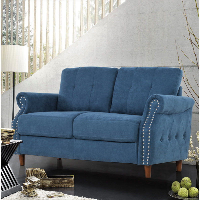 Sauter 57.48'' Upholstered Loveseat, Ocean Blue
