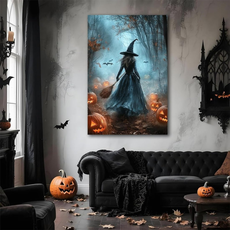 Art mural rétro sur toile 24 "x 36" Moody Halloween