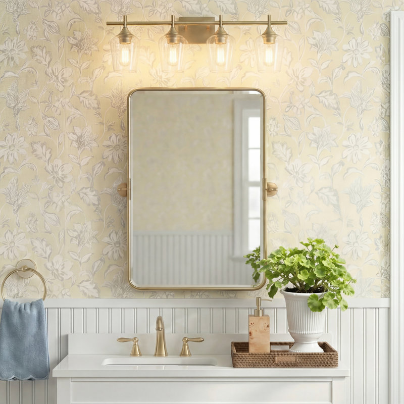 Breena Dimmable Vanity Light in Warm Brass, Warm Brass, Clear