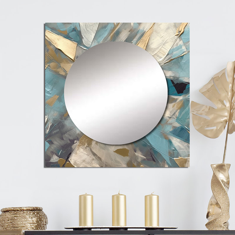 Oaklen - Grand miroir carré abstrait en marbre pour décoration murale, 36 po x 36 po