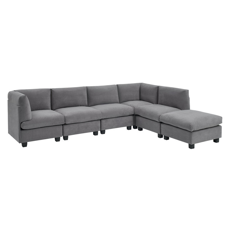 Canapé modulaire réversible de 124 po de large avec repose-pieds, Gris