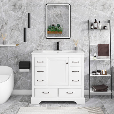 Matthey Single Bathroom Vanity with Ceramic Top