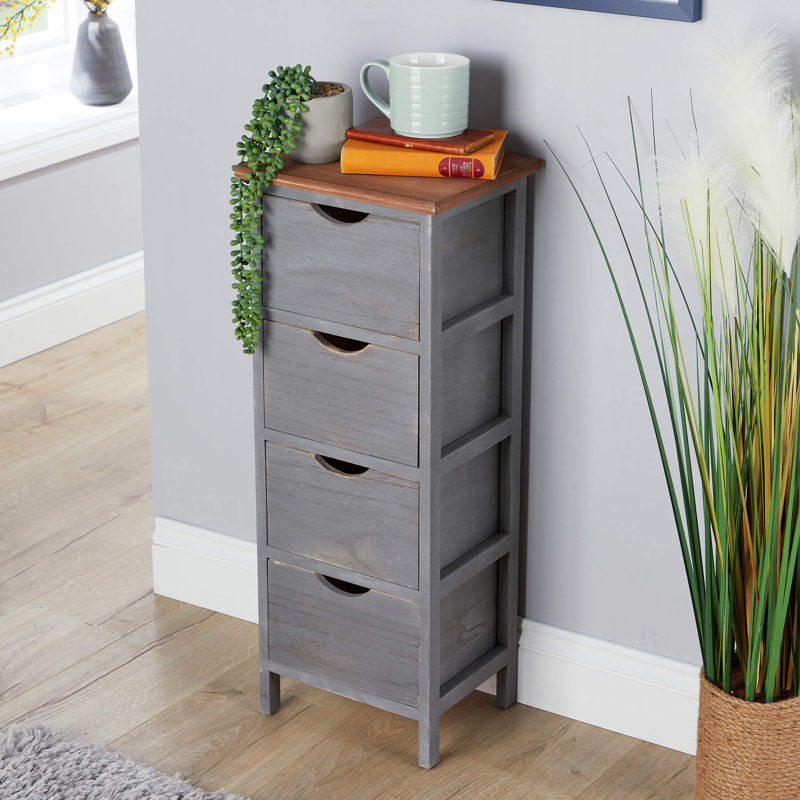 Hemsby Fully Assembled 4 Drawer Chest Storage Unit - Grey