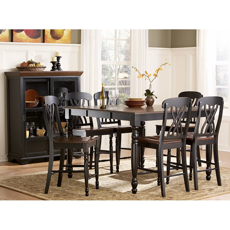 Chipps Solid Wood Counter Stool, Antique Black