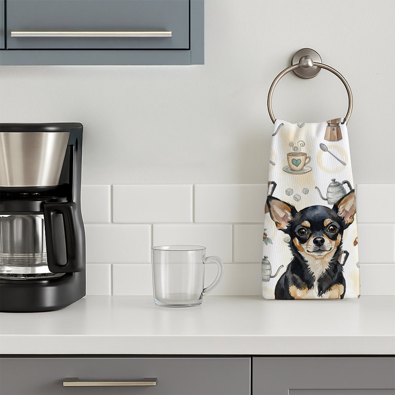 Serviette de cuisine Coffee Bar, Black and Tan Chihuahua