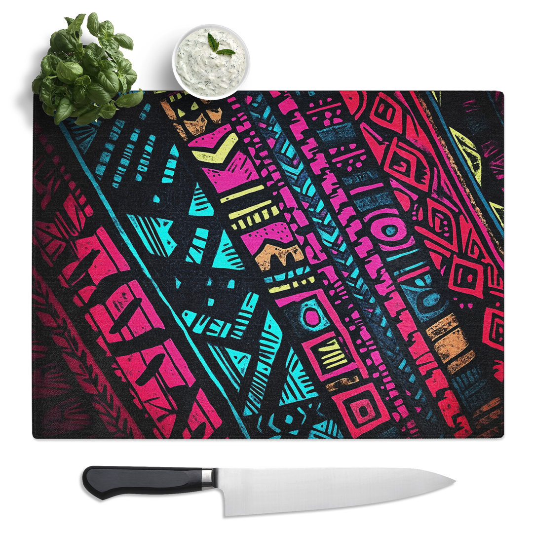 Tribal Pattern Vol.2  Glass Chopping Board