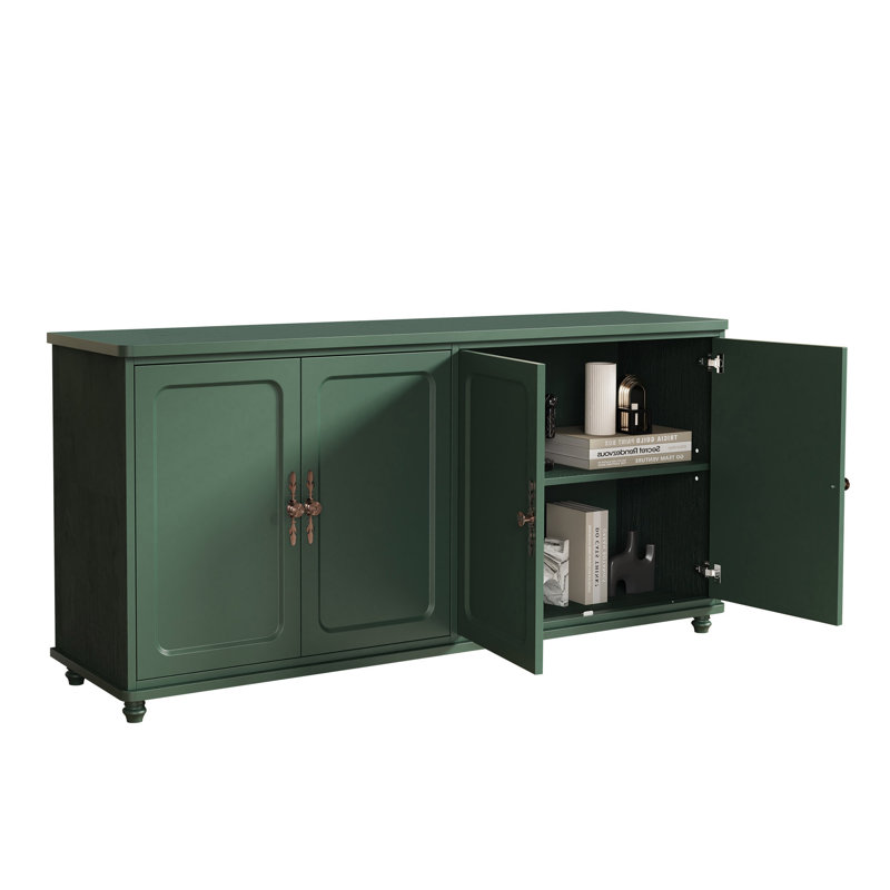 Armoire rétro à quatre portes 60 po Veltri (2 pièces), Vert