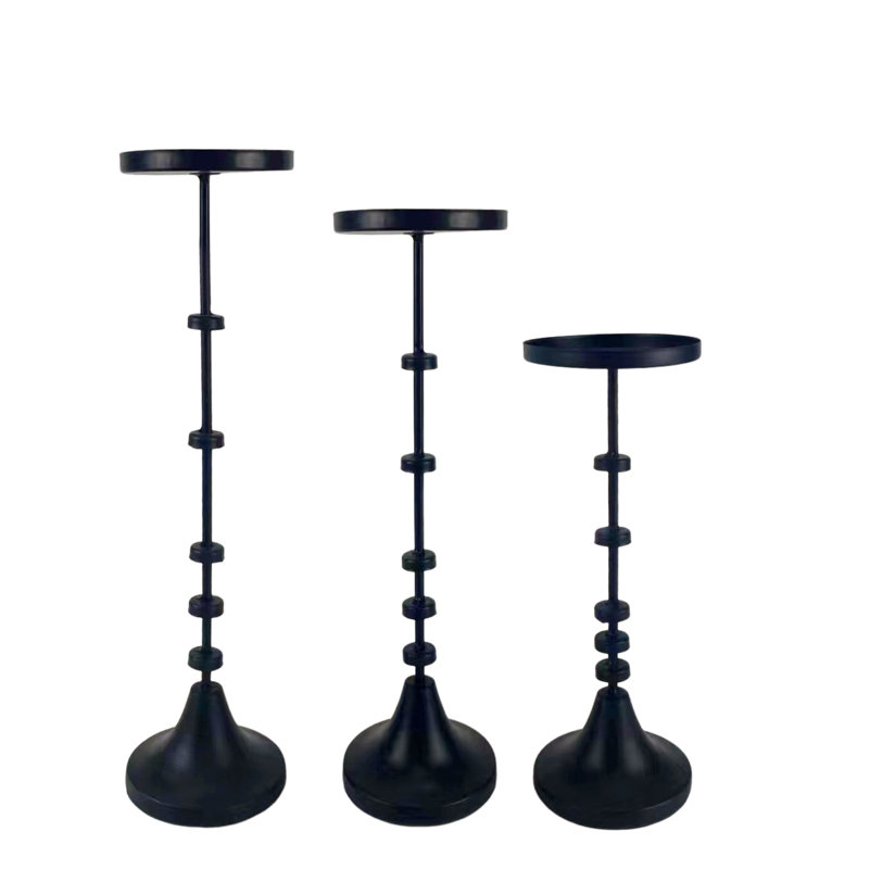 Ensemble de 3 porte-bougies en métal noir 15,75 po