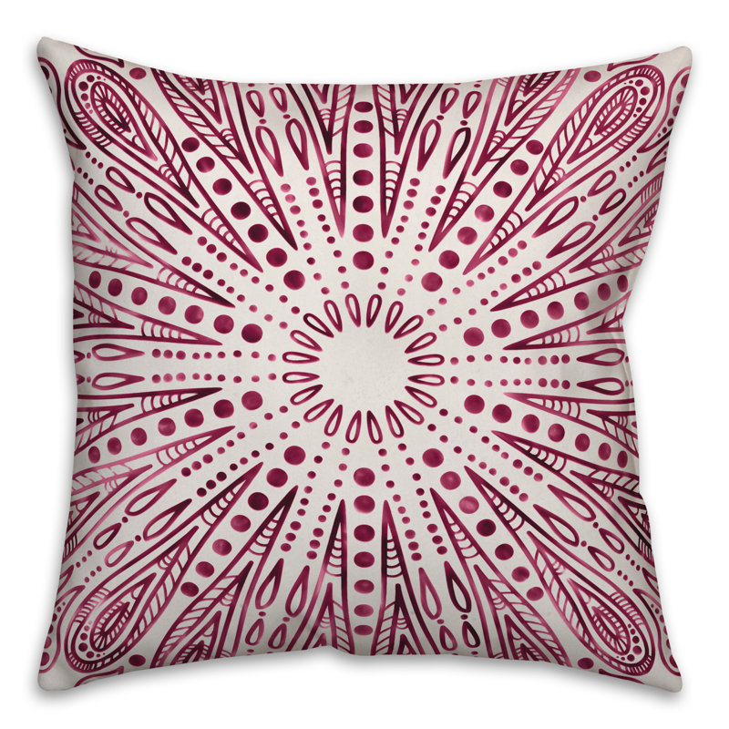  Coussin Mandala, 16 po x 1 po, Marron clair
