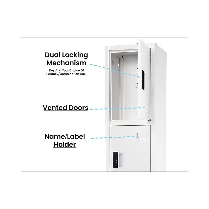 White 72" Steel 4-Tier Storage Locker with Digital Lock