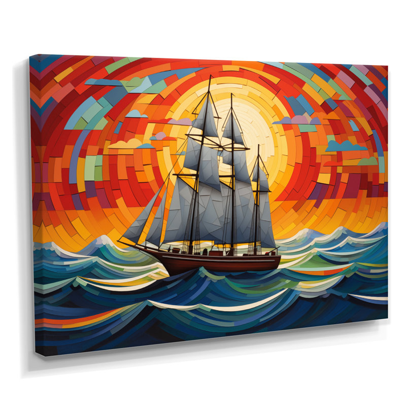 Allix - Bateau, art mural, salon, H 24 po x l 32 po x P 1 po, Toile tendue