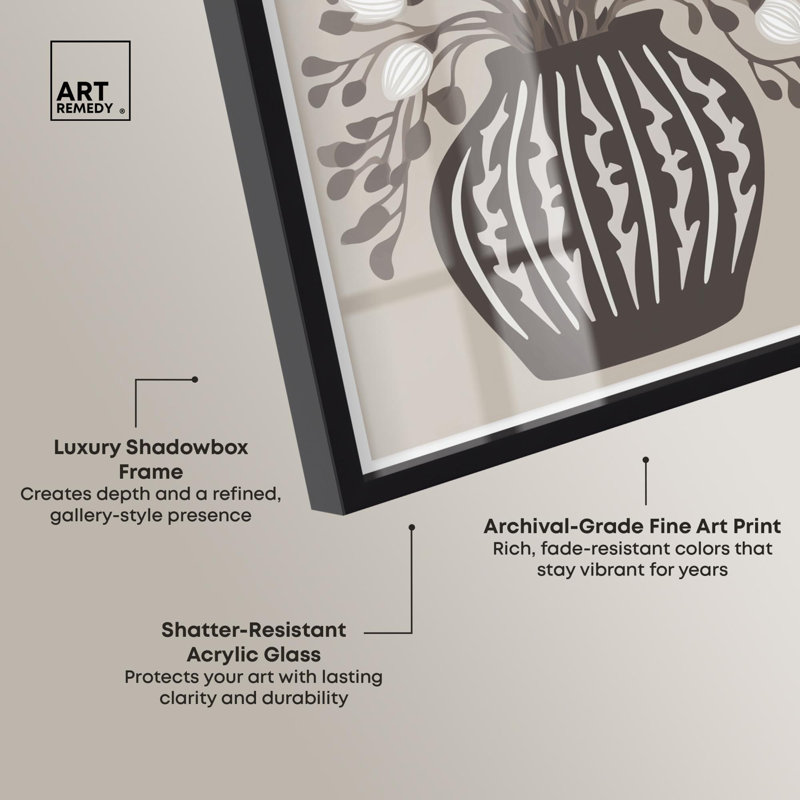 «Folk Art Floral I», reproduction d'art rétro par Art Remedy, Noir, H 25 po x l 17 po