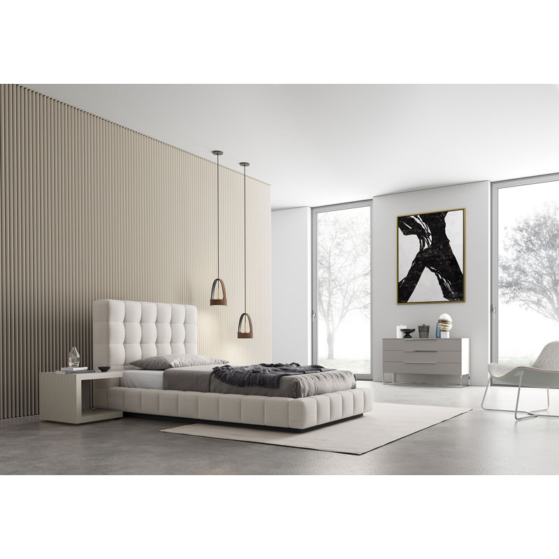 Thompson Upholstered Wingback Bed, King, Cream