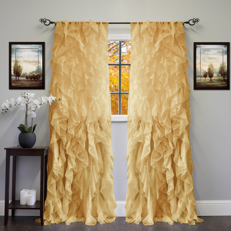 Fulda Semi Sheer Curtain Single Panel, 50" W x 84" L, Camel