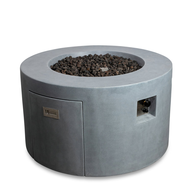 Mason 42" Round Concrete Propane Gas Fire Pit with Access Door , Gray