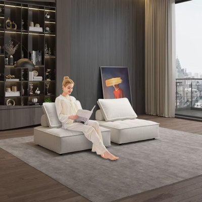 Canapé modulaire rembourré sans accoudoirs 39,37 po beige 
