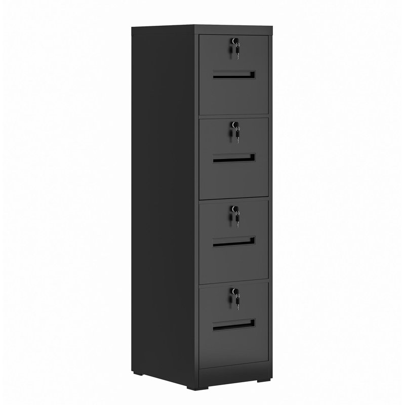 4 Drawer File Cabinet With Lock Metal Vertical File Cabinet Office Home, A4 Legal/Letter Size Narrow File Cabinet Locked,Assembly Required