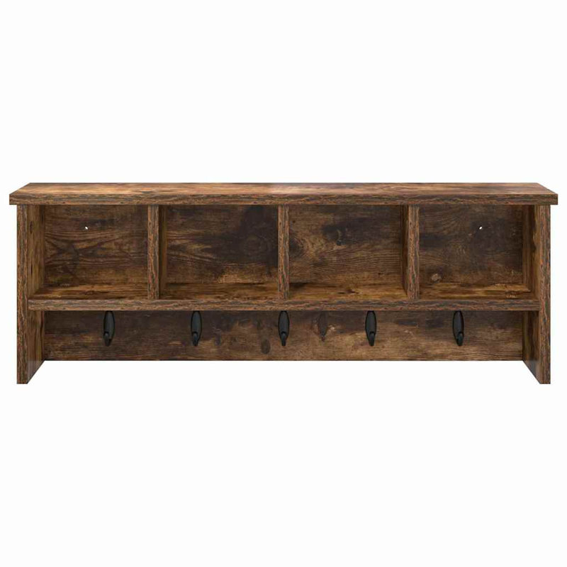Wall-Mounted Coat Rack With Shelf 75 X 16 X 26 Cm, Smoked Oak
