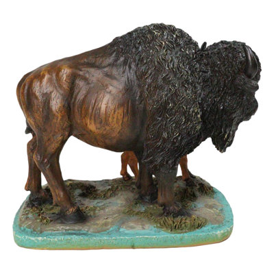 Wild Heritage Prairie Bond Bison With Calf Figurine Buffalo Mother & Baby Decor