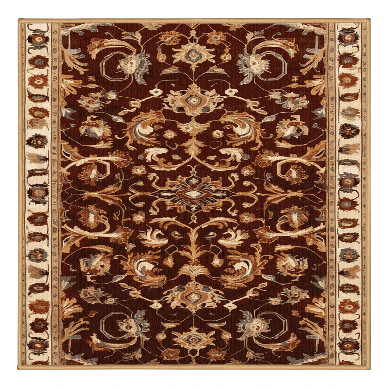 Tapis brun turc lavable à la machine, Carré 4 pi