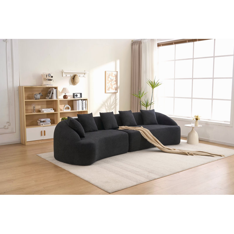 Canapé modulaire incurvé à compression noir modulaire 30D, chenille haute densité en chenille pour appartement, salon, Noir