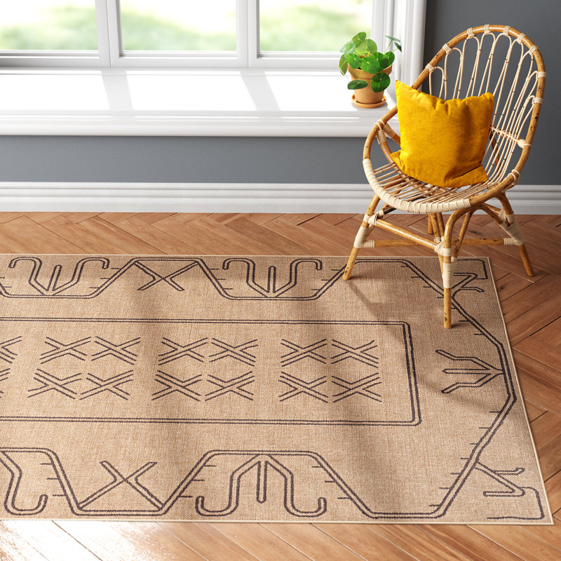 Keld Moroccan Tan Area Rug, Rectangle 5' x 8'