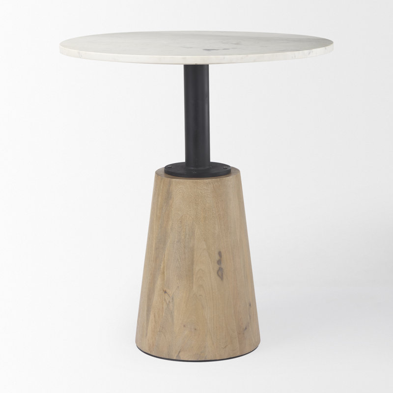 Table de salle à manger à hauteur de comptoir en bois massif de 32 po Mango, Marbre, Brown