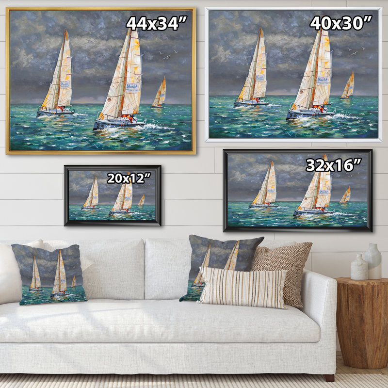 Regatta voiliers arrivant à la finition I - impression sur toile nautique et côtière, H 12 po x l 20 po