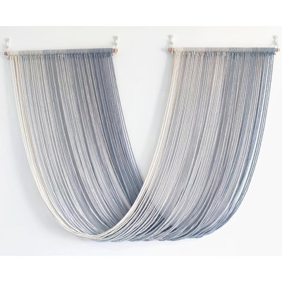 Macrame Wall Hanging Tie-Dye Yarn Tapestry Boho Home Decor 52" Wx34 L, Grey