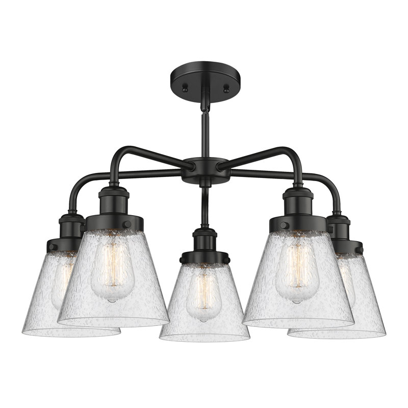 Lustre suspendu 5 lumières Cone, Grainé, Noir mat