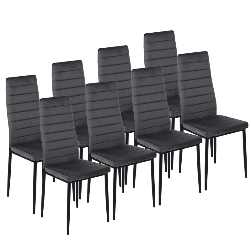 Baiya 47.5cm H Velvet Upholstered Metal Upholstered Back Side Chair in Grey