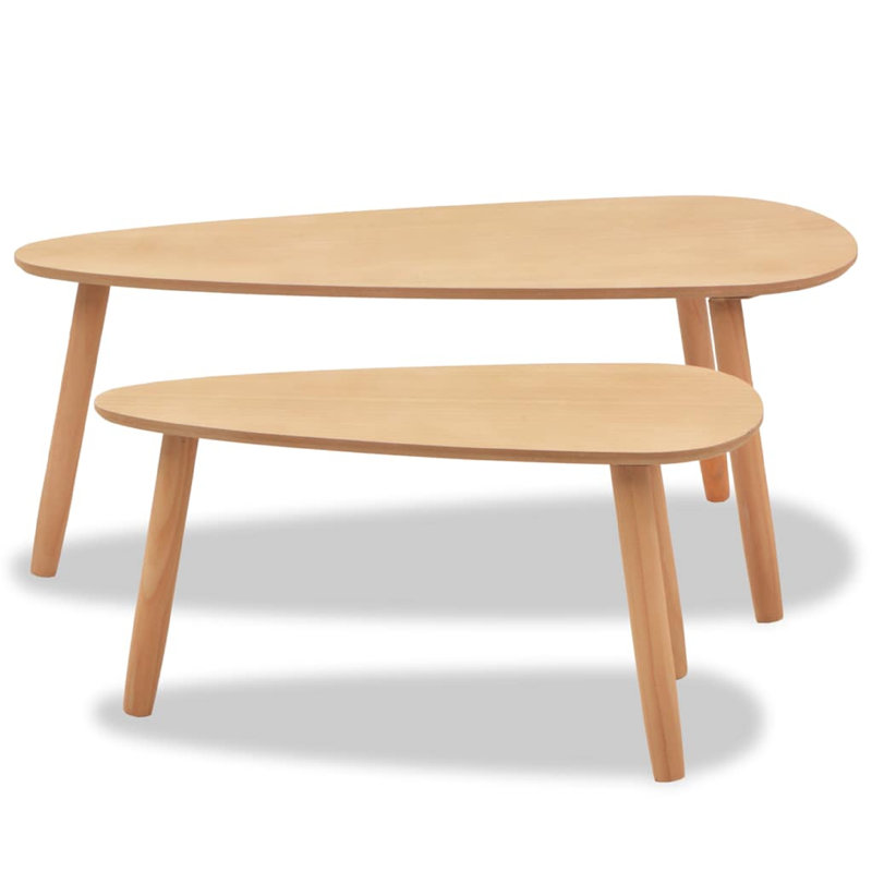 Ensemble de 2 tables basses gigognes Dose, plateau ovale brun, bois de pin massif, Brun